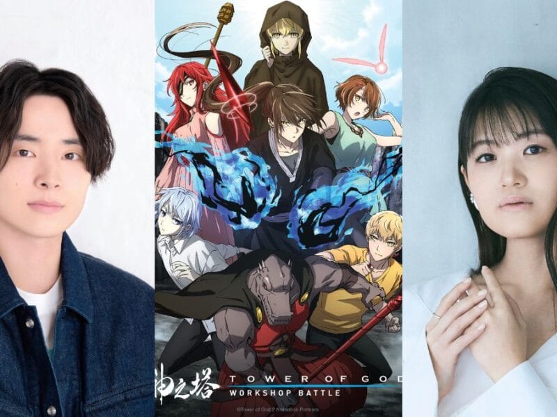 Composite image of Ichikawa Taichi, "Tower of God" poster, and Hayami Saori